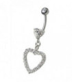 Fancy  Jeweled Heart Dangling Navel body Jewelry