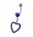 Fancy  Jeweled Heart Dangling Navel body Jewelry