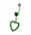 Fancy  Jeweled Heart Dangling Navel body Jewelry