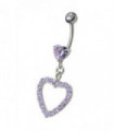 Fancy  Jeweled Heart Dangling Navel body Jewelry