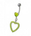 Fancy  Jeweled Heart Dangling Navel body Jewelry