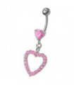 Fancy  Jeweled Heart Dangling Navel body Jewelry