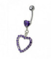 Fancy  Jeweled Heart Dangling Navel body Jewelry