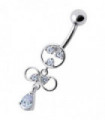 Fancy CZ Jeweled infinity logo Dangling Belly Navel Ring