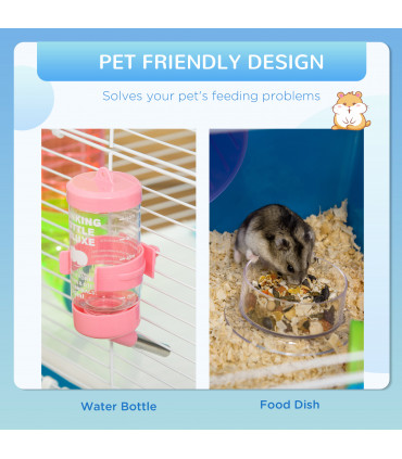 Five-Level Hamster Cage w/ Tubes, Water Bottle, Exercise Wheel, Ramps - Blue