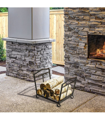 Firewood Log Rack Log Holder Wood Storage Rack with Scrolls Foldable In Outdoors