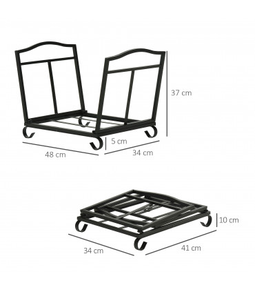 Firewood Log Rack Log Holder Wood Storage Rack with Scrolls Foldable In Outdoors