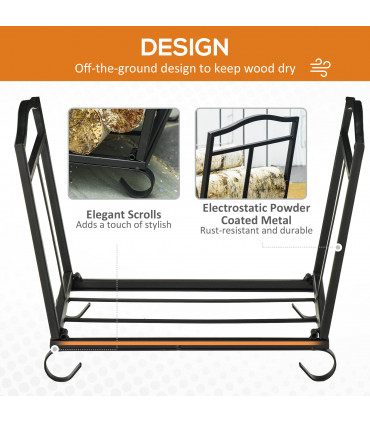 Firewood Log Rack Log Holder Wood Storage Rack with Scrolls Foldable In Outdoors
