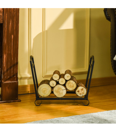 Firewood Log Rack Log Holder Wood Storage Rack with Scrolls Foldable In Outdoors