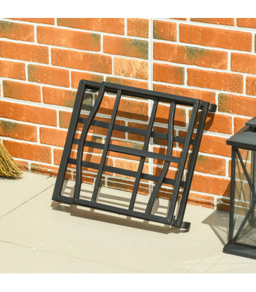 Firewood Log Rack Log Holder Wood Storage Rack with Scrolls Foldable In Outdoors