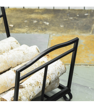 Firewood Log Rack Log Holder Wood Storage Rack with Scrolls Foldable In Outdoors