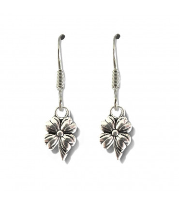 Earrings Flower Drop Silver Plated Tibetan Silver Antique Finish 13.5x8x2mm