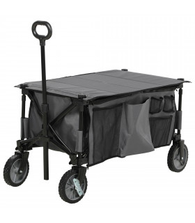 Folding Garden Trolley Dark Grey Steel Oxford Cloth 108L x 55W x 93H cm