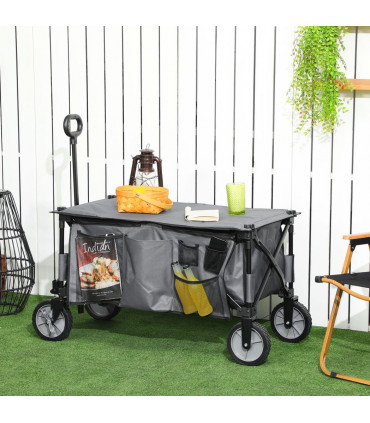 Folding Garden Trolley Dark Grey Steel Oxford Cloth 108L x 55W x 93H cm