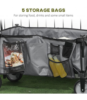 Folding Garden Trolley Dark Grey Steel Oxford Cloth 108L x 55W x 93H cm