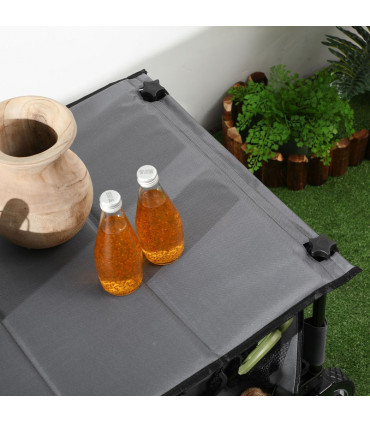 Folding Garden Trolley Dark Grey Steel Oxford Cloth 108L x 55W x 93H cm