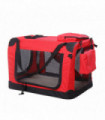 Pet Carrier Bag Folding Red 60x42x42 cm Reinforced Oxford Washable Fleece Bed