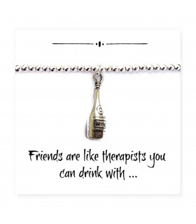 Friends Funny Wine Bottle Charm Bracelet on Message Card