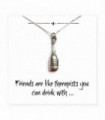 Necklace charm wine bottle 28 x 6mm Silver Plated Friends Funny on Message Card