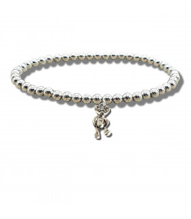 Girls Teddy Silver Beaded Bracelet