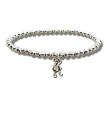 Girls Teddy Silver Beaded Bracelet