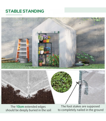 Greenhouse 143cmx143cmx195cm Green PE Cover 2 Tier Shelf Outdoor Gardening