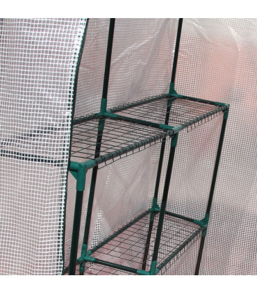 Greenhouse 143cmx143cmx195cm Green PE Cover 2 Tier Shelf Outdoor Gardening