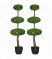 Artificial Plants Green 31L x 31W x 110H cm Boxwood Ball Topiary Trees Set of 2