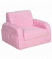 HOMCOM 2 In 1 Kids Armchair Sofa Bed Fold Out Padded Wood Frame Bedroom Pink