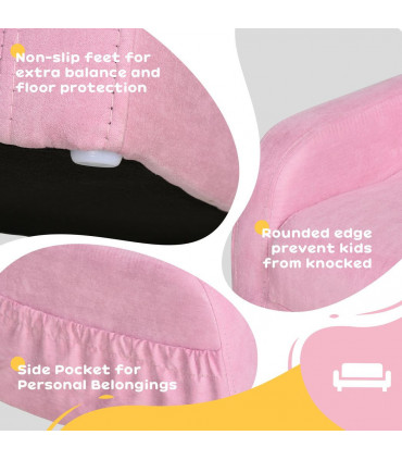 HOMCOM 2 In 1 Kids Armchair Sofa Bed Fold Out Padded Wood Frame Bedroom Pink