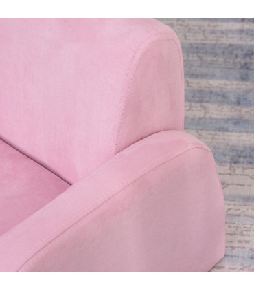 HOMCOM 2 In 1 Kids Armchair Sofa Bed Fold Out Padded Wood Frame Bedroom Pink