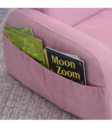 HOMCOM 2 In 1 Kids Armchair Sofa Bed Fold Out Padded Wood Frame Bedroom Pink