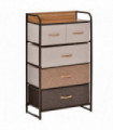 HOMCOM Closet Dresser, Dresser Tower With 5 Linen Fabric Drawers Steel Frame