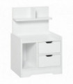 Bedside Table White 40L x 30D x 60H cm 2 Drawers Particle Board Storage Shelves