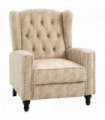 Armchair Beige Microfibre Metal Rubber Wood Manual Reclining 90° 165° 73x86x98cm