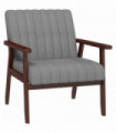 Grey Linen Upholstered Accent Chair