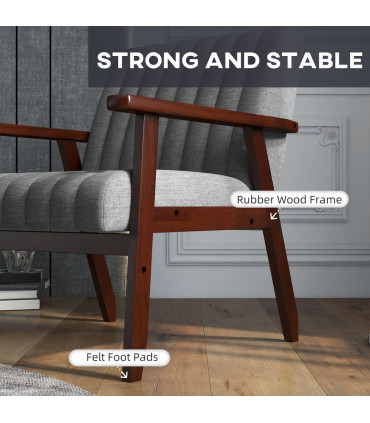 Grey Linen Upholstered Accent Chair