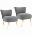 Grey Velvet Wingback Armless Chairs