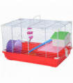 Hamster Cage Pet Animal Travel Cage Box Double Layers Red and White