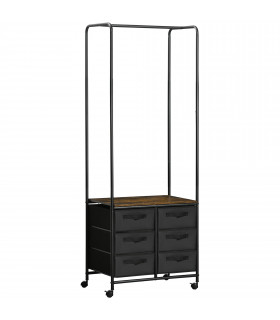 Clothes Rack Hanging Clothes Rail 6 Fabric Drawers 172.5H x 63.5L x 40Wcm Black