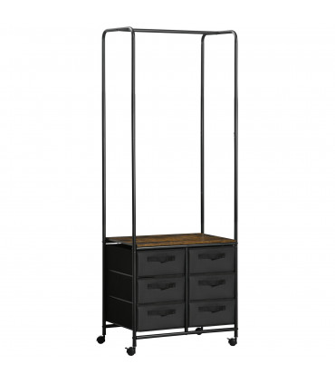 Clothes Rack Hanging Clothes Rail 6 Fabric Drawers 172.5H x 63.5L x 40Wcm Black