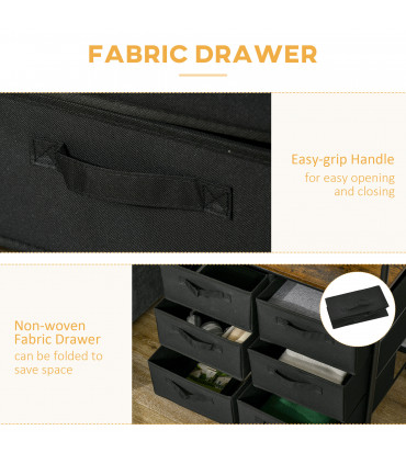 Clothes Rack Hanging Clothes Rail 6 Fabric Drawers 172.5H x 63.5L x 40Wcm Black