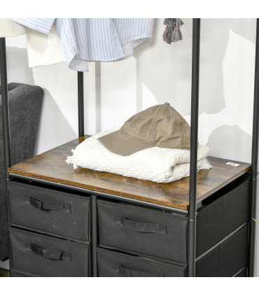 Clothes Rack Hanging Clothes Rail 6 Fabric Drawers 172.5H x 63.5L x 40Wcm Black