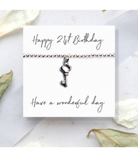 Happy 21st Birthday Bracelet & Message Card