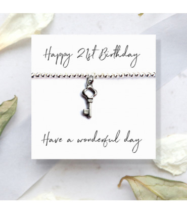 Happy 21st Birthday Bracelet & Message Card
