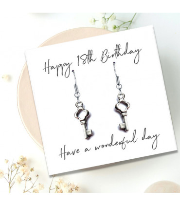 Happy 18th Birthday Earrings & Message Card
