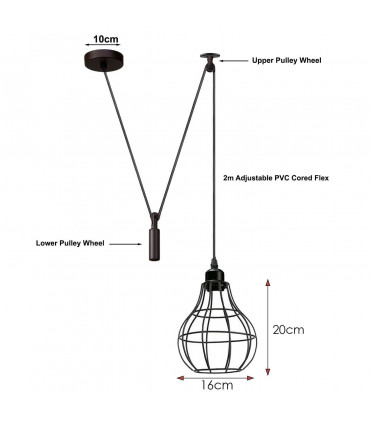 Hanging Pendant Lamp Retro Industrial Vintage Light Metal Black without bulb