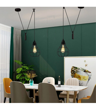Hanging Pendant Lamp Retro Industrial Vintage Light Metal Black without bulb