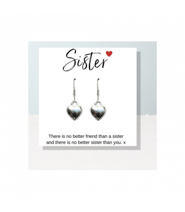 Heart Earrings & Sister Message Card