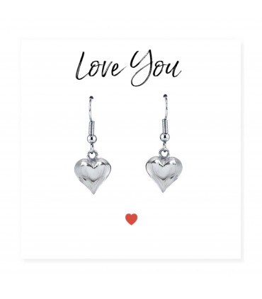 Heart Earrings & Love You Message Card